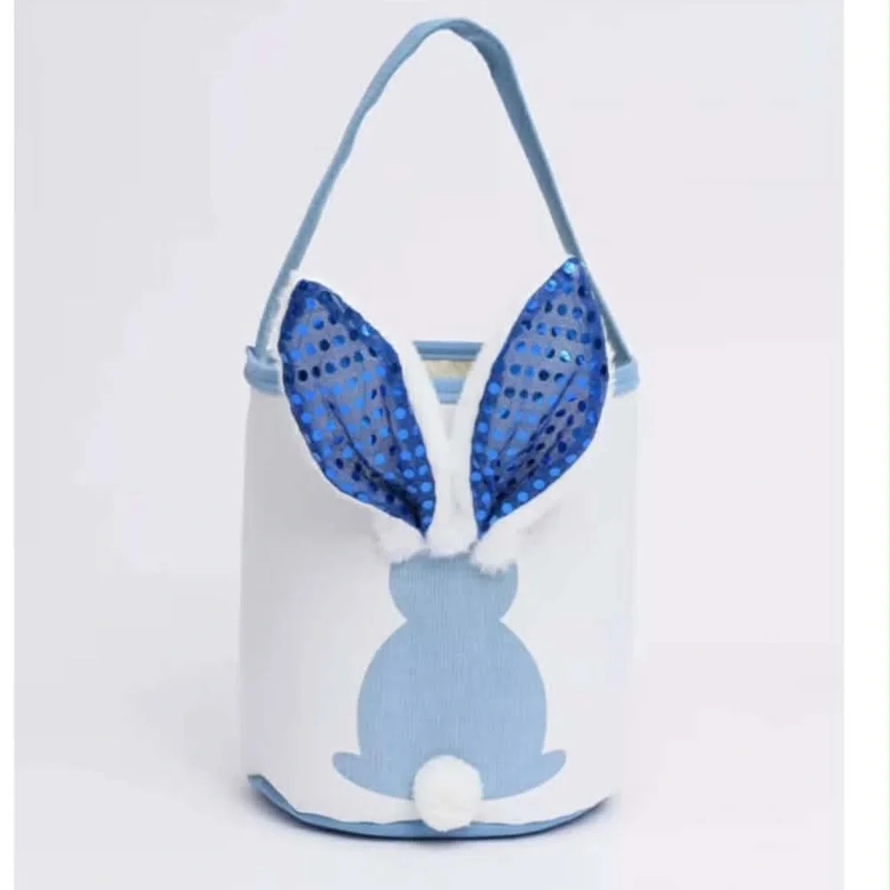 Set of 3 Easter Bunny Tote Bags with LED light up ears Green, Blue, and Purple